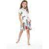 imageGirl Hawaiian Short Sleeve Shirt Dress with Tie in Pretty Tropical OrangePretty Tropical White