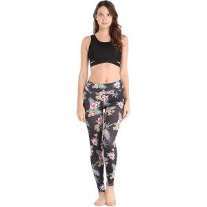 imageHawaii Hangover Womens Tropical Print Performance Yoga Excercise Full Ankle Length Legging in Hibiscus BlackHibiscus Black