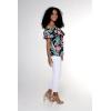 imageWomens Hawaiian OffShoulder Ruffle Muumuu Top in Orchid BreezeBlooming Lily Black