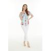 imageWomens Hawaiian OffShoulder Ruffle Muumuu Top in Pink Hibiscus VinePink Turquoise Hibiscus Vine