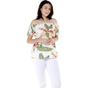 imageWomens Hawaiian OffShoulder Ruffle Muumuu Top in RafelsiaCream Rafelsia