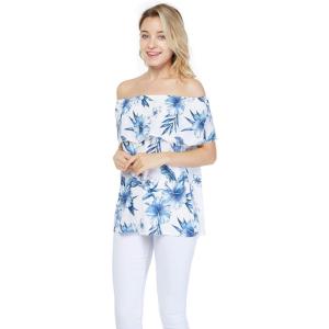imageWomens Hawaiian OffShoulder Ruffle Muumuu Top in Tropical PrintsDay Dream Bloom