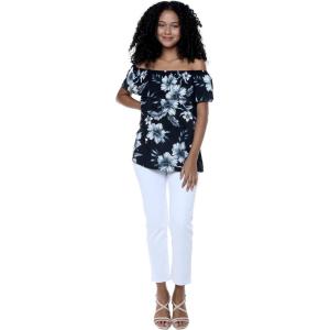imageWomens Hawaiian OffShoulder Ruffle Muumuu Top in Tropical PrintsMidnight Bloom