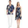 imageMatchable Couple Hawaiian Luau Shirt or Fairy Dress in Pineapple Garden NavyWomen Sandy Beach Navy