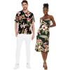 imageMatchable Couple Hawaiian Luau Shirt or Mermaid Ruffle Dress in Black RafelsiaWomen Black Rafelsia