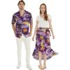 imageMatchable Couple Hawaiian Luau Shirt or Wrap Skirt in Sunset PurpleWomen Sunset Purple