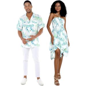 imageMatchable Couple Hawaiian Luau Shirt or Fairy Dress in Orchid Breeze WhiteWomen Sandy Beach Black