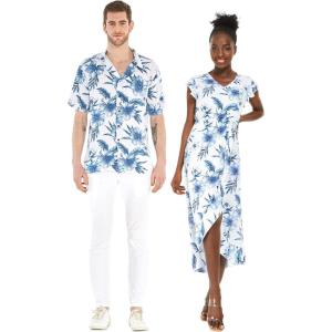 imageMatchable Couple Hawaiian Luau Shirt or Wrap Ruffle Dress in Day Dream BloomMen Day Dream Bloom