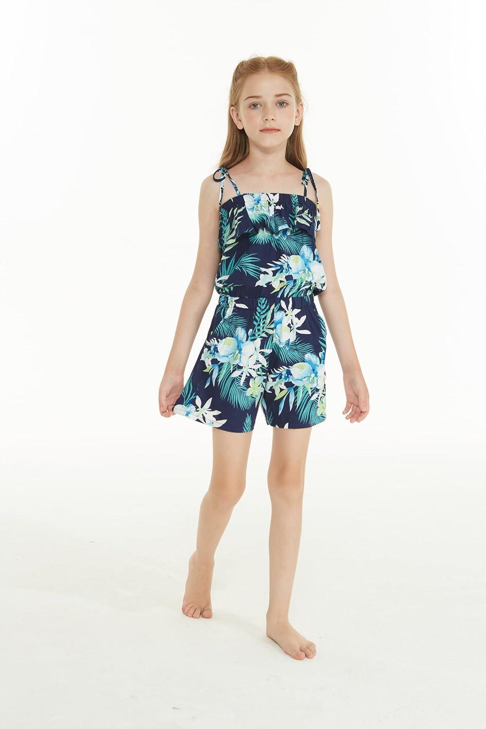 imageMatchable Family Hawaiian Luau Men Women Girl Boy Clothes in Orchid Breeze NavyGirl Romper