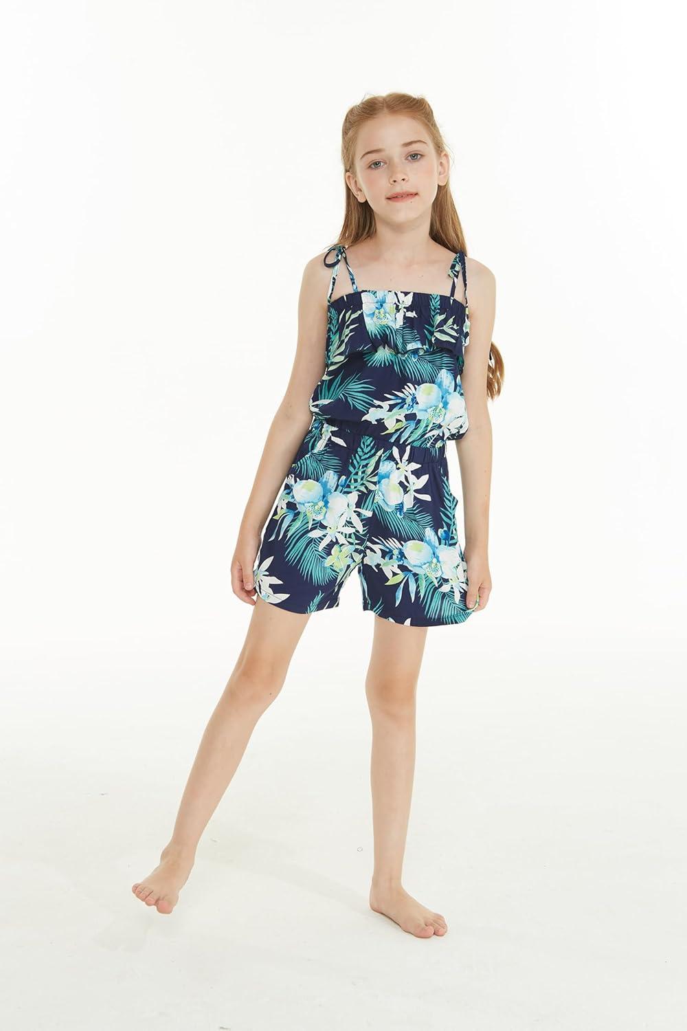 imageMatchable Family Hawaiian Luau Men Women Girl Boy Clothes in Orchid Breeze NavyGirl Romper