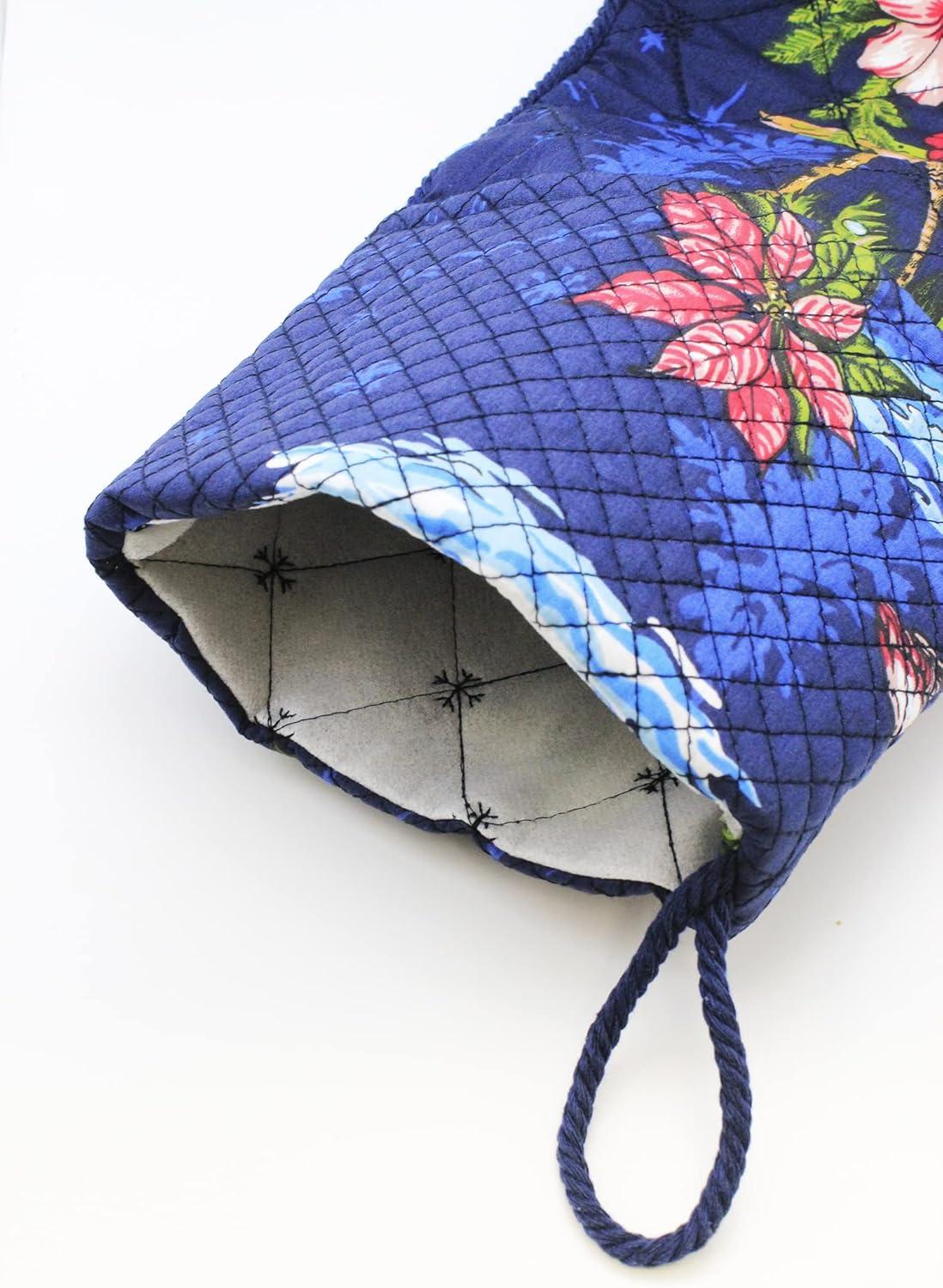 imageSnow Flake Quilted Cotton Christmas Stockings in Santa in Hawaii RedNavy Santa in Hawaii