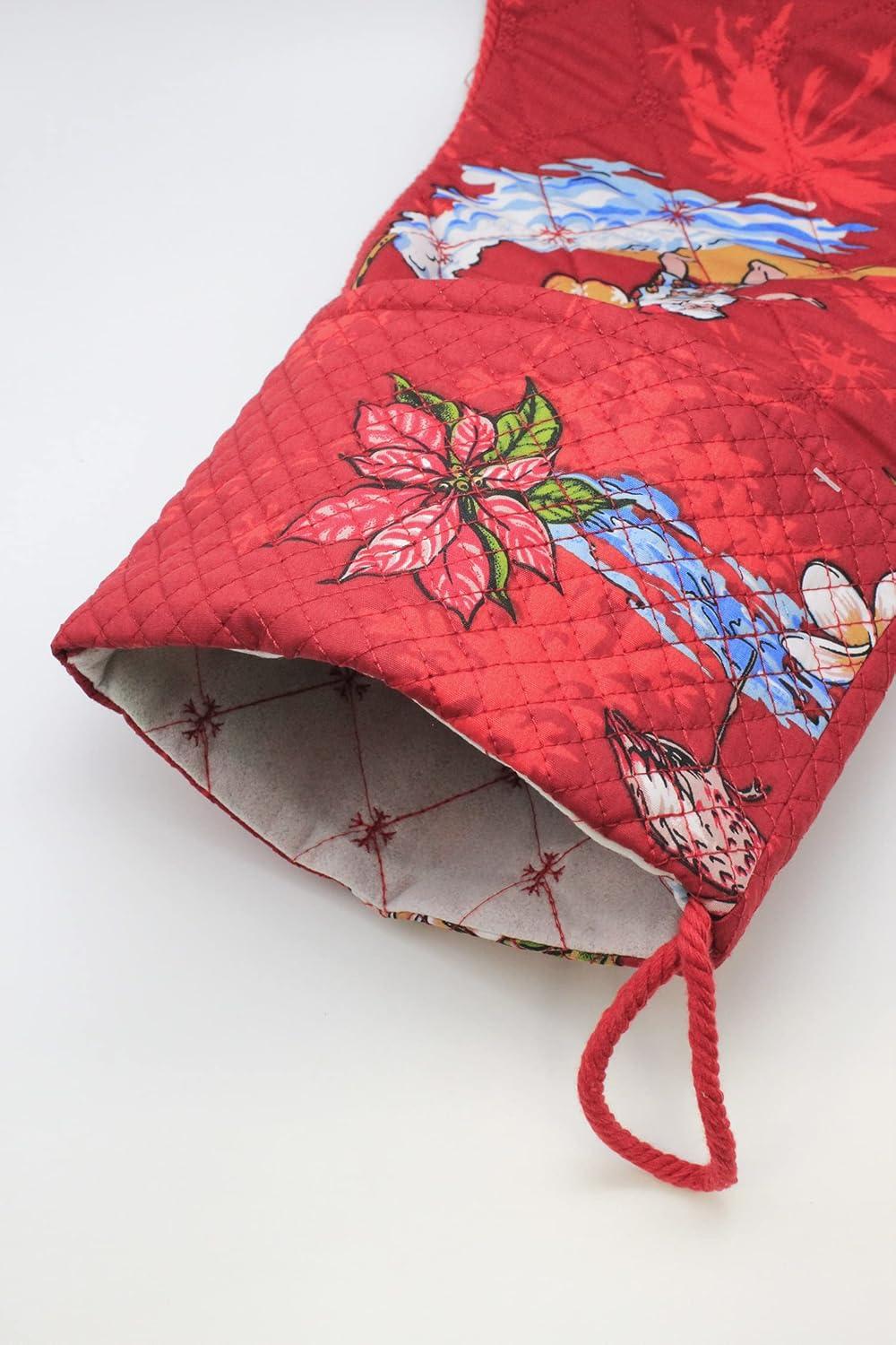 imageSnow Flake Quilted Cotton Christmas Stockings in Santa in Hawaii RedRed Santa in Hawaii