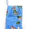imageSnow Flake Quilted Cotton Christmas Stockings in Santa in Hawaii RedTurquoise Santa in Hawaii