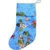 imageSnow Flake Quilted Cotton Christmas Stockings in Santa in Hawaii RedTurquoise Santa in Hawaii