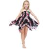 imageMatching Hawaiian Luau Mother Daughter Kimono Fairy Dress in Pink Black Hibiscus VineGirl Pink Black Hibiscus Vine