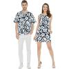 imageMatchable Couple Hawaiian Luau Men Shirt or Women Tank Dress in Classic Vintage HibiscusMen Navy