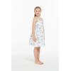 imageGirl Elastic Strap Empire Waist Dress in Classic Bird of Paradise in WhiteFlamingo Party in White