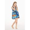 imageGirl Elastic Strap Empire Waist Dress in Sunset and DolphinSunset and Dolphin  Blue