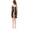 imageGirl Hawaiian Classic Empire Dress with Elastic Strap in Pink White Hibiscus VinePink Black Hibiscus Vine