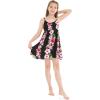 imageGirl Hawaiian Classic Empire Dress with Elastic Strap in Pink White Hibiscus VinePink Black Hibiscus Vine