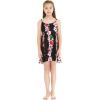 imageGirl Hawaiian Classic Empire Dress with Elastic Strap in Pink White Hibiscus VinePink Black Hibiscus Vine