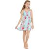imageGirl Hawaiian Classic Empire Dress with Elastic Strap in Pink White Hibiscus VinePink Turquoise Hibiscus Vine