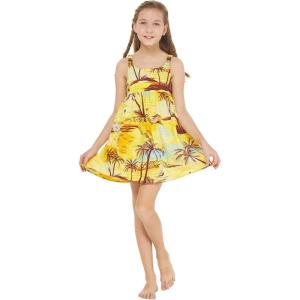 imageGirl Elastic Strap Empire Waist Dress in Sunset and DolphinSunset and Dolphin  Yellow