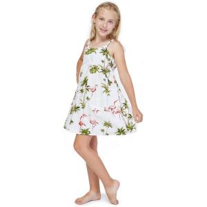 imageMade in Hawaii Luau Elastic Strap Dress in Flamingo CreamFlamingo White
