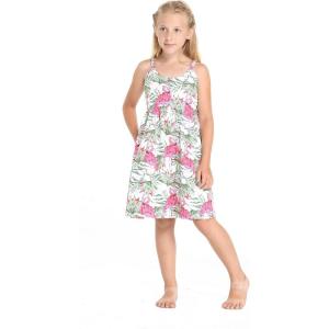imageMade in Hawaii Luau Elastic Strap Dress in Flamingo CreamFlamingo in Love White
