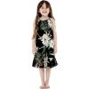 imageGirl Hawaiian Round Neck Dress in Wispy CereusWispy Cereus Black
