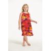 imageGirl Round Neck Tunic Hawaiian Luau Dress in Red SunsetRed Sunset