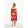 imageGirl Round Neck Tunic Hawaiian Luau Dress in Red SunsetRed Sunset