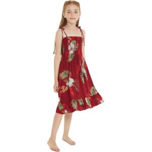 imageGirl Hawaiian Elastic Top Strap Dress in Pineapple Garden BlackPineapple Garden Burgundy