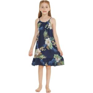 imageGirl Hawaiian Round Neck Dress in Pineapple Garden NavyPineapple Garden Black