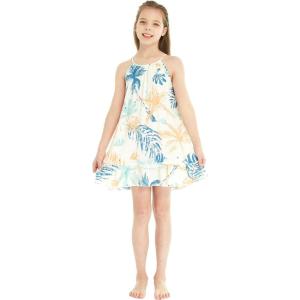 imageGirl Hawaiian Round Neck Dress in SunsetSandy Beach Beige