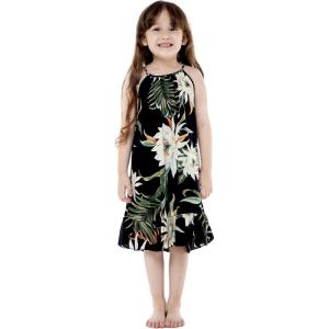 imageGirl Hawaiian Round Neck Dress in Wispy CereusWispy Cereus Black