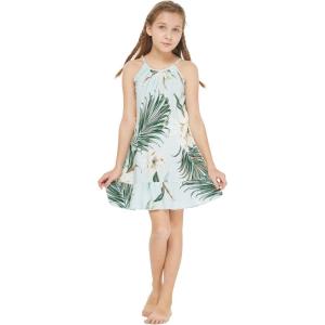 imageGirl Hawaiian Round Neck Dress in Wispy CereusWispy Cereus Light Blue
