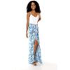 imageLady High Slit Wide Leg Pants in Midnight BloomSimply Blue Leaf