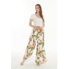 imageLady High Slit Wide Leg Pants in Pacific Palm NavyCream Rafelsia