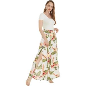 imageLady High Slit Wide Leg Pants in Pacific Palm NavyCream Rafelsia