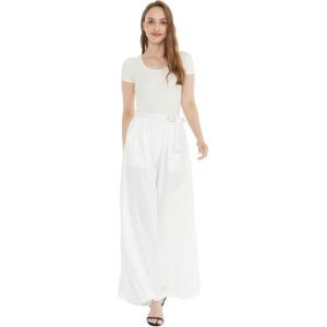 imageLady High Slit Wide Leg Pants in SolidSolid White
