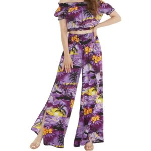 imageLady High Slit Wide Leg Pants in Tropical SunsetSunset Purple