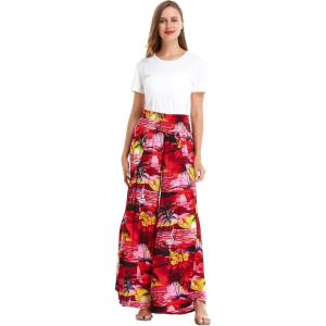 imageLady High Slit Wide Leg Pants in Tropical SunsetSunset Red