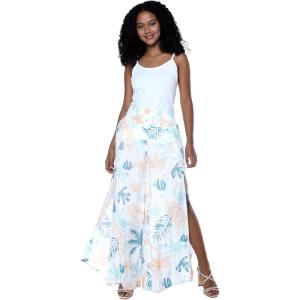 imageLady High Slit Wide Leg Pants in Wispy Cereus BlackSandy Beach White