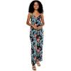 imageWomens Hawaiian Strap V with Pockets Jumpsuit in Hibiscus BlueBlooming Lily
