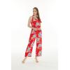 imageWomens Hawaiian Strap V with Pockets Jumpsuit in Hibiscus BlueHibiscus Red