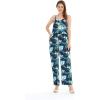 imageWomens Hawaiian Strap V with Pockets Jumpsuit in Hibiscus BlueOrchid Breeze Navy