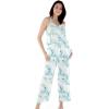 imageWomens Hawaiian Strap V with Pockets Jumpsuit in Hibiscus BlueOrchid Breeze White