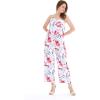 imageWomens Hawaiian Strap V with Pockets Jumpsuit in Lotus and OrchidMisty Lotus White