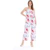 imageWomens Hawaiian Strap V with Pockets Jumpsuit in Lotus and OrchidMisty Lotus White